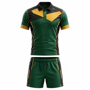 AMKOOR ENTERPRISES Green Black Unisex Sport Rugby Uniform Set Breathable Polyester Sublimation Print Adult <b>Athletic</b> Wear - Product Image 1