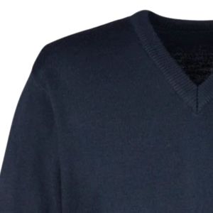 เสื้อสเวตเตอร์คอวีปักลายสีน้ำเงินกรมท่าแบบสั่งทำพิเศษสำหรับวัยรุ่นชายและคุณพ่อ เสื้อถักแบบครอบครัวเข้าชุดกัน แขนยาว สวมใส่สบายๆ แบบลำลอง - Product Image 3