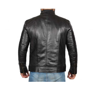 Vestes en cuir véritable pour hommes, noir de jais brillant, tailles personnalisées disponibles - Product Image 6