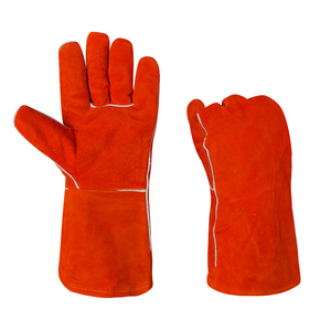 Gants de soudage en cuir de vachette jaune personnalisés, à long manchon, résistants à la chaleur, pour atelier de soudage industriel - Product Image 6