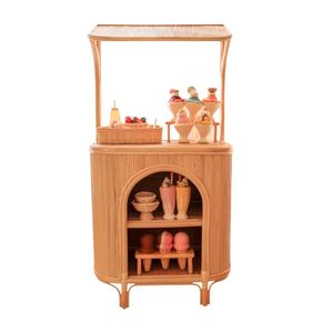 Meilleur Choix : Stand de Jeu en Rotin Fait Main pour Enfants, Cabane de Magasin en Osier avec Étagère et Auvent – Vente en Gros - Product Image 1