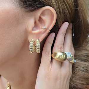 Ribbed Wrap Diamond <b>Hoop</b> <b>Earrings</b> 10k 14k 18k <b>Solid</b> Gold Everyday Wear Pave Lab CVD HPHT Chunky Spiral Huggies Wholesale Bulk - Product Image 6