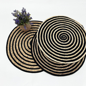 Handmade Eco <b>Black</b> Lollipop Round Cotton Rope and Raffia Table <b>Placemat</b> Woven <b>Placemats</b> for Dining Table Wedding Luxury - Product Image 3