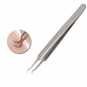 Pince à épiler pour points noirs et points blancs en acier inoxydable, courbée, extracteur d'imperfections et d'acné - Product Image 4