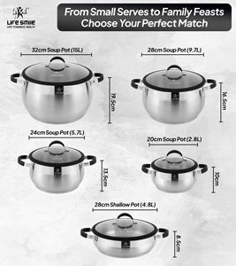 Juego de ollas de lujo de 10 piezas de acero inoxidable 18/10 con tapas con bordes de silicona y asas forradas de silicona - Product Image 2