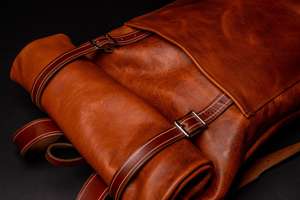 Genuine Leather <b>Roll</b> Top Bag With Padded Laptop Compartment Multi Functional Rucksack For Export LTBP-0266 - Product Image 2