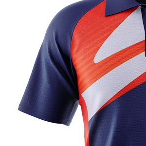 เสื้อเชิ้ตผู้ชายสีดำ-น้ำเงิน ลายเรขาคณิต พิมพ์ลายแบบ Sublimation ผ้าโพลีเอสเตอร์ 100% แขนสั้น ระบายเหงื่อได้ดี ทรงปกติ น้ำหนักเบา ป้องกันแบคทีเรีย - Product Image 3