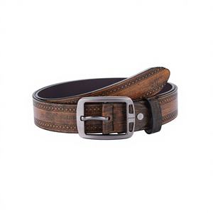 Ceintures en cuir de buffle d'eau véritable texturé personnalisé Vêtements pour hommes Ceinture en cuir à la mode Ceintures écologiques artisanales faites à la main - Product Image 6