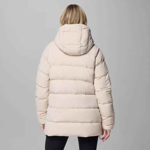 Manteau long matelassé à capuche pour femme, col montant zippé, couleur unie, chaud, style décontracté, doudoune d'hiver - Product Image 3