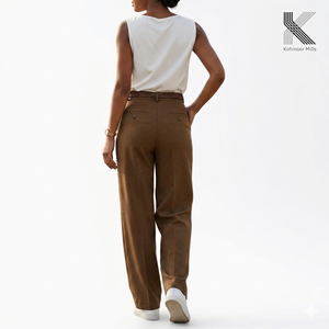 Pantalones Anchos de Mujer, Tela Dobby de Algodón y Elastano, 215GSM, Ajuste Elástico, OEM ODM - Product Image 2