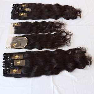 ช่อผมแบบเวียดนามพร้อมลูกไม้ปิด,ผมต่อด้านนอกชิดผมบาง Hd ด้านหน้าปิดด้วยผ้าลูกไม้ด้านหน้าพร้อมมัดผมมนุษย์ - Product Image 2