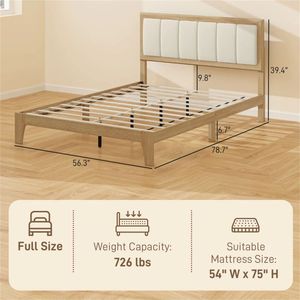 Up-Holstered Bed <b>Frame</b> with Headboard Platform Style Bed - Product Image 6