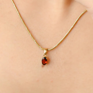18K Yellow Gold Garnet Fashion Pendant Necklace - Product Image 1