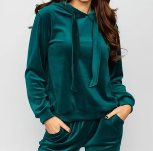 Hot Selling Custom <b>Velour</b> <b>Tracksuit</b> for Women Plus Size Zip-up Hoodie and Jogger Set Solid Pattern 2 Piece Set Velvet Suit - Product Image 4