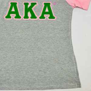 AKA Heather Grey Green Pink Premium Chenille Shirt Women Greek Letter Embroidered Color Block Crewneck High Quality Casual Top - Product Image 3