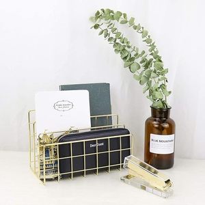 Minimalist Metal Desk Organizer Storage Rack Rectangle Shape Stainless Steel Office Organizer Freestanding - Product Image 1