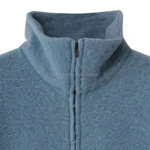 Oversized Heavyweight Fleece Quarter Zip Pullover Men's Stand Collar Textured Fleece Varsity Jacket Front Logo - Product Image 4