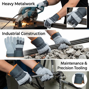 Gants de travail robustes en cuir de vachette pleine fleur, antidérapants, résistants à la chaleur, avec manchette de sécurité, pour jardinage et protection industrielle - Product Image 4