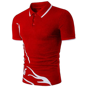Pink Men's Polo <b>Shirt</b> Short Sleeve Knitted Casual Contrast Trim Button <b>Collar</b> <b>T</b> <b>Shirt</b> - Product Image 5