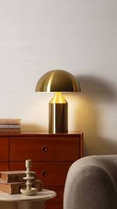 KS International Modern Mushroom <b>Table</b> Lamp Brass Desk Light Gold <b>Black</b> Dome Shade Decorative Lamp for Hotel Restaurant Villa - Product Image 2