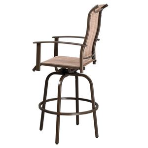 2 sedie da bar girevoli in ferro battuto marrone, comode sgabelli da bar girevoli da patio - Product Image 3