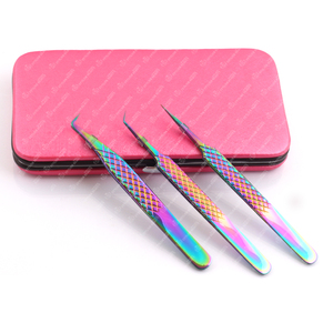 <b>Professional</b> Quality Stainless Steel Eyelash Extension Tweezers Magnetic <b>Case</b> Packing Rust Resistant Anti-Static Beauty Manicure - Product Image 4