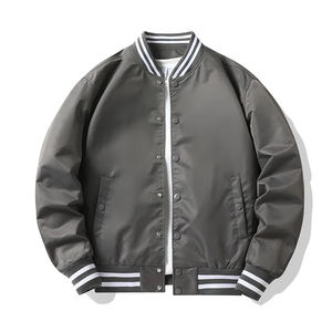 Blouson universitaire personnalisé en gros, veste bomber vierge, vêtement d'extérieur rayé avec fermeture boutonnée, unisexe, streetwear, fabricant - Product Image 2