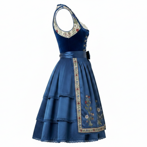 Nouvelle robe Dirndl décontractée imprimée et respirante pour femme, style Oktoberfest allemand, broderie unie, longueur genou, sans manches - Product Image 2