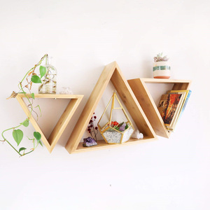 Étagères murales en bois naturel étagères en bambou en forme d'hexagone à bas prix pour les décorations de bureau à domicile - Product Image 5