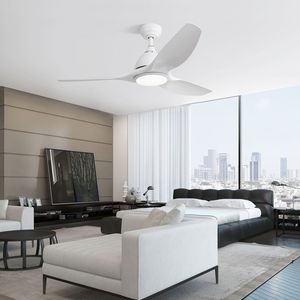 Ventilatore da Soffitto Moderno Bianco da 52 Pollici con Luce LED da 22W e 3 Pale in ABS, Motore DC per Uso Interno - Product Image 6