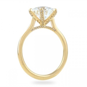 Anillo de compromiso de diamante cultivado en laboratorio de 3 quilates, corte brillante redondo, certificado IGI, 6 puntas, oro amarillo de 18 quilates, anillo solitario, anillo de boda - Product Image 2