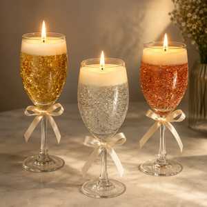 Vela de Copa de Champán con Escamas Doradas, Elegante Vaso de Vino Hecho a Mano, Vela Decorativa Inspirada, Velas de Regalo Premium - Product Image 5