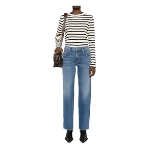 Jean en denim décontracté pour femme 100 % coton, personnalisable, délavé, respirant et de haute qualité - Product Image 1