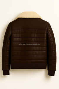 Leather <b>fur</b> <b>jacket</b> <b>men</b> Lambskin artificial Shearling B3 Bomber <b>Jacket</b>: Classic Aviator Coat - Product Image 3