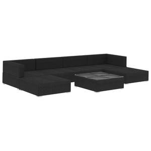 Conjunto de Muebles de Jardín de 7 Piezas en Ratán Sintético Negro con Cojines para Descanso en el Patio - Product Image 3