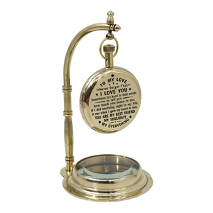 Antique Brass Nautical <b>Clock</b> with Working Compass <b>Vintage</b> Hanging Table <b>Clock</b> Maritime Desk Decor Collectible Timepiece - Product Image 4