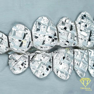 Grillz dentaire unisexe Hip Hop en argent sterling S925 avec moissanite taille émeraude, personnalisé, entièrement serti, à face ouverte, de luxe - Product Image 6