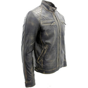 Men's High Street Fashion 100% Leather Long Jacket Custom Logo Front Label Stand Collar Winter Season Motor <b>Bike</b> Jackets - Product Image 3