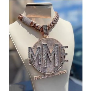 Colgante de Moissanita Iced Out Chapado en Oro Rosa, con Temática Hip Hop, para Uso Diario Masculino, con Letra Personalizada 'Stop Playing Crazy' - Product Image 3