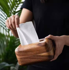 Boîte à mouchoirs artisanale en teck avec panneau en rotin pour salle de bain et décoration intérieure – Étui à serviettes en bois vintage unique pour grossistes - Product Image 4