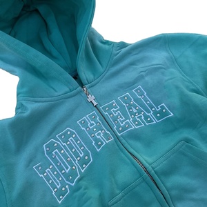 เสื้อสเวตเตอร์มีฮู้ดของผู้ชายผ้าฝ้าย100% เข้ารูปปกติพลอยเทียมด้านหน้าเป็นมิตรต่อสิ่งแวดล้อมแนววินเทจ - Product Image 2