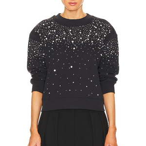 Custom Women Rhinestone Sweatshirt Luxury <b>Crystal</b> Studded Pullover Casual Fashion Crewneck Long Sleeve <b>Top</b> - Product Image 4