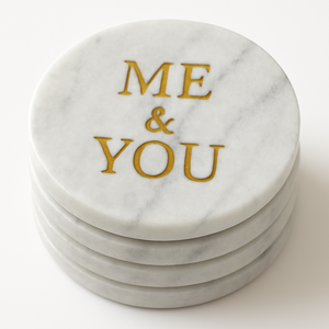 แผ่นรองแก้วหินอ่อน Me & You รุ่นใหม่ล่าสุด ปรับแต่งได้ตามต้องการ สวยงามมีสไตล์ เหมาะสำหรับโต๊ะกาแฟ งานแต่งงาน และตกแต่งบ้าน - Product Image 1