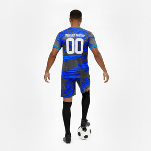 Ensemble d'uniformes de football rayés personnalisables - 100% polyester léger, séchage rapide, sublimé, grandes tailles, été/hiver - Product Image 3