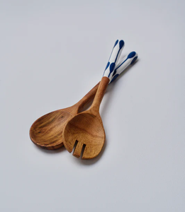 Cuchara de Madera y Resina con Diseño en Tonos Azul Cielo y Blanco, Cuchara para Servir Ensaladas y Postres - Product Image 6