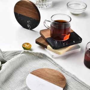 Posavasos Redondos Premium de Mármol y Madera para Tazas de Té y Café, Protección de Superficies de Vidrio - Product Image 6
