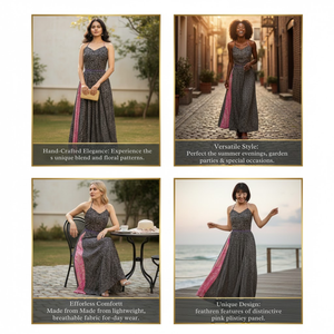 Vestido Largo Estampado Floral Estilo Boho para Mujer |   Vestido de Verano con Tirantes Finos |   Vestido Largo Informal para Fiesta en la Playa - Product Image 4