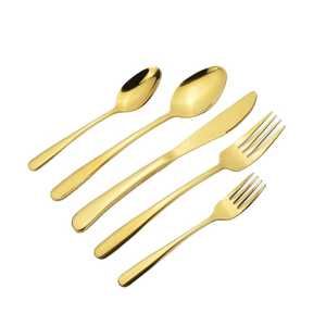 Ensemble de couverts minimalistes et durables en acier inoxydable, manche plat simple, finition miroir, cuillère, fourchette, couteau, pour hôtel et restaurant - Product Image 5