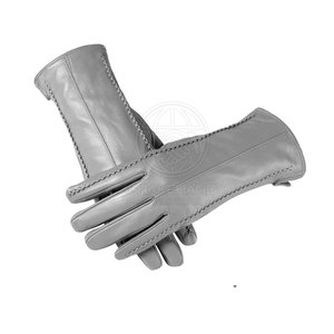 Best Quality 2026 Winter Grey Leather <b>Touchscreen</b> <b>Gloves</b> Eco-Friendly Wrist Length Winter Casual Travel Outdoor Use - Product Image 2