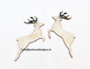 En gros, Ornements de Noël en bois découpés au laser, Rennes en bois écologiques vierges à suspendre pour la décoration de l'arbre de Noël - Product Image 1